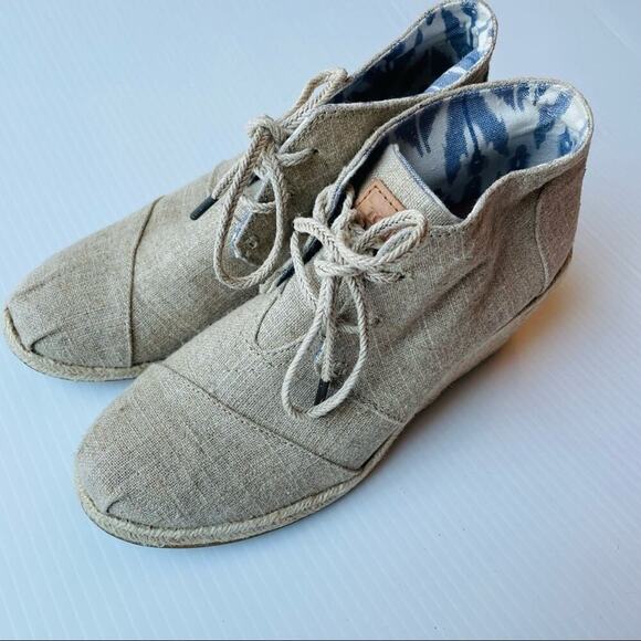 Toms desert wedge booties espadrille wedge lace-up bootie sz 8 - Picture 7 of 11